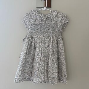 Trotters London Emma Floral Smocked Dress, Ditsy Blue Floral